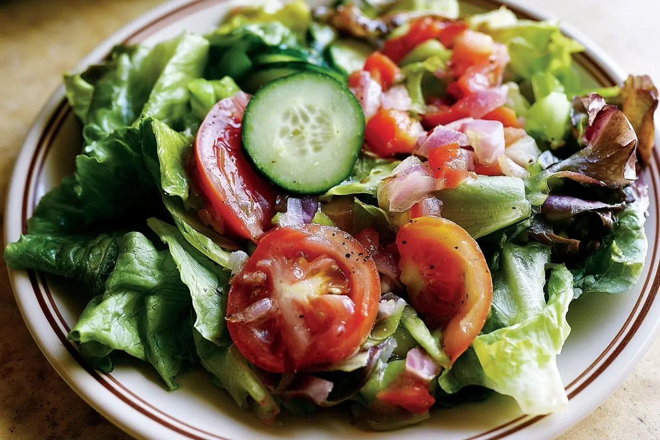 Bol de salade servi sur table simple