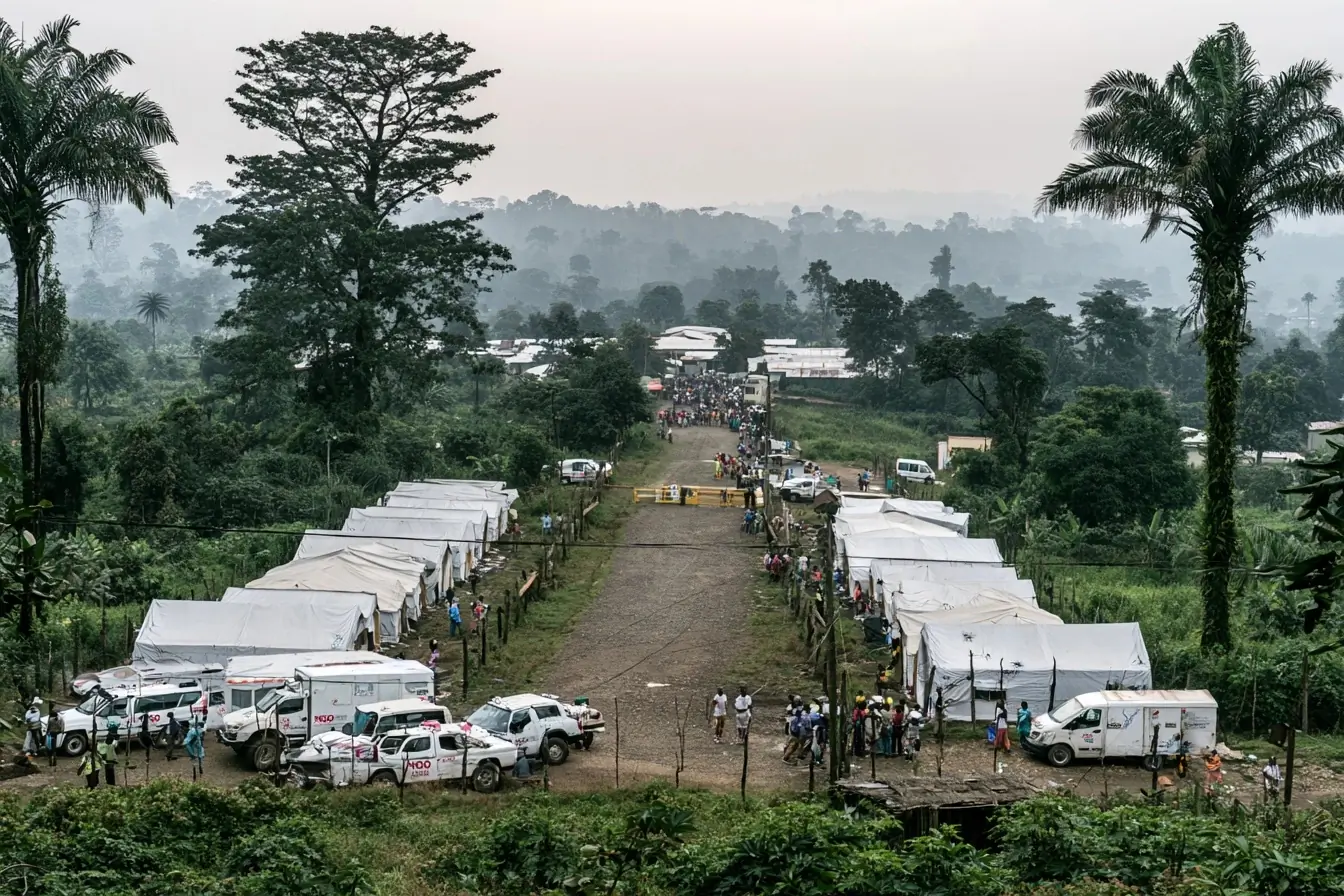 Site sanitaire Ebola en vue large